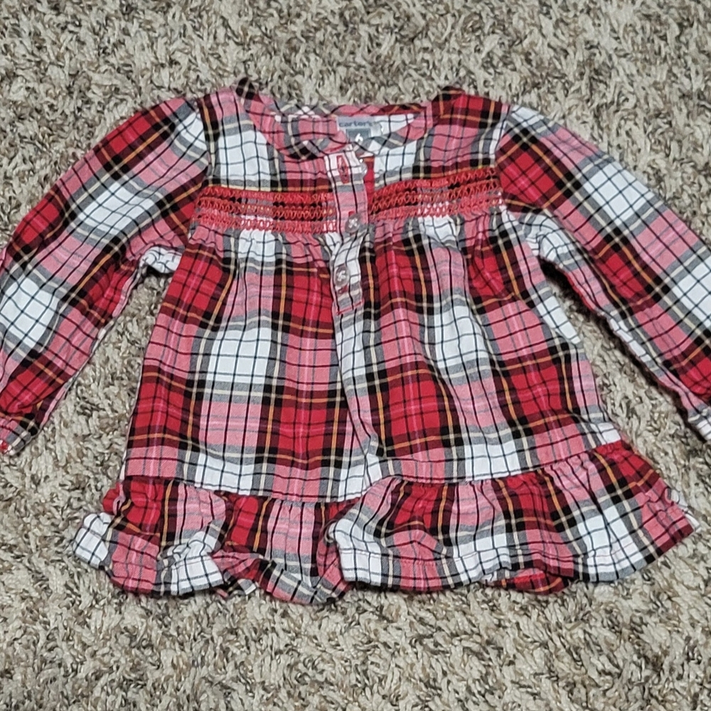 Plaid Kids Shirt - Red and White